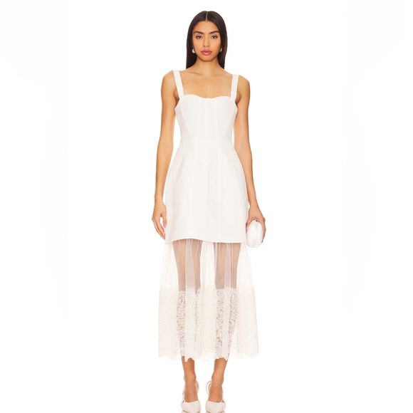 SIMKHAI Callan Bustier Midi Dress in Ivory - Picture 1 of 5